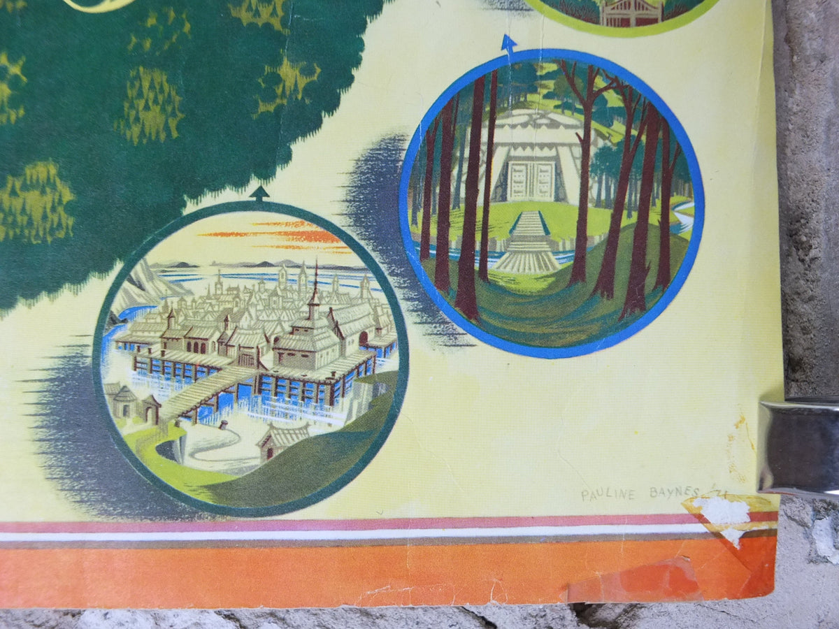 1977 Vintage Map of Middle Earth Poster, J.R.R. Tolkien, by Pauline Baynes, 6th Impression, Lord of the Rings, The Hobbit, fantasy wall art