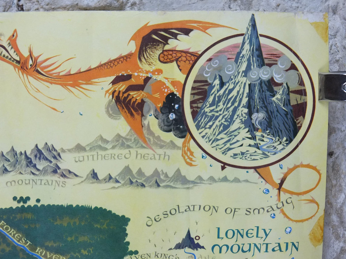 1977 Vintage Map of Middle Earth Poster, J.R.R. Tolkien, by Pauline Baynes, 6th Impression, Lord of the Rings, The Hobbit, fantasy wall art