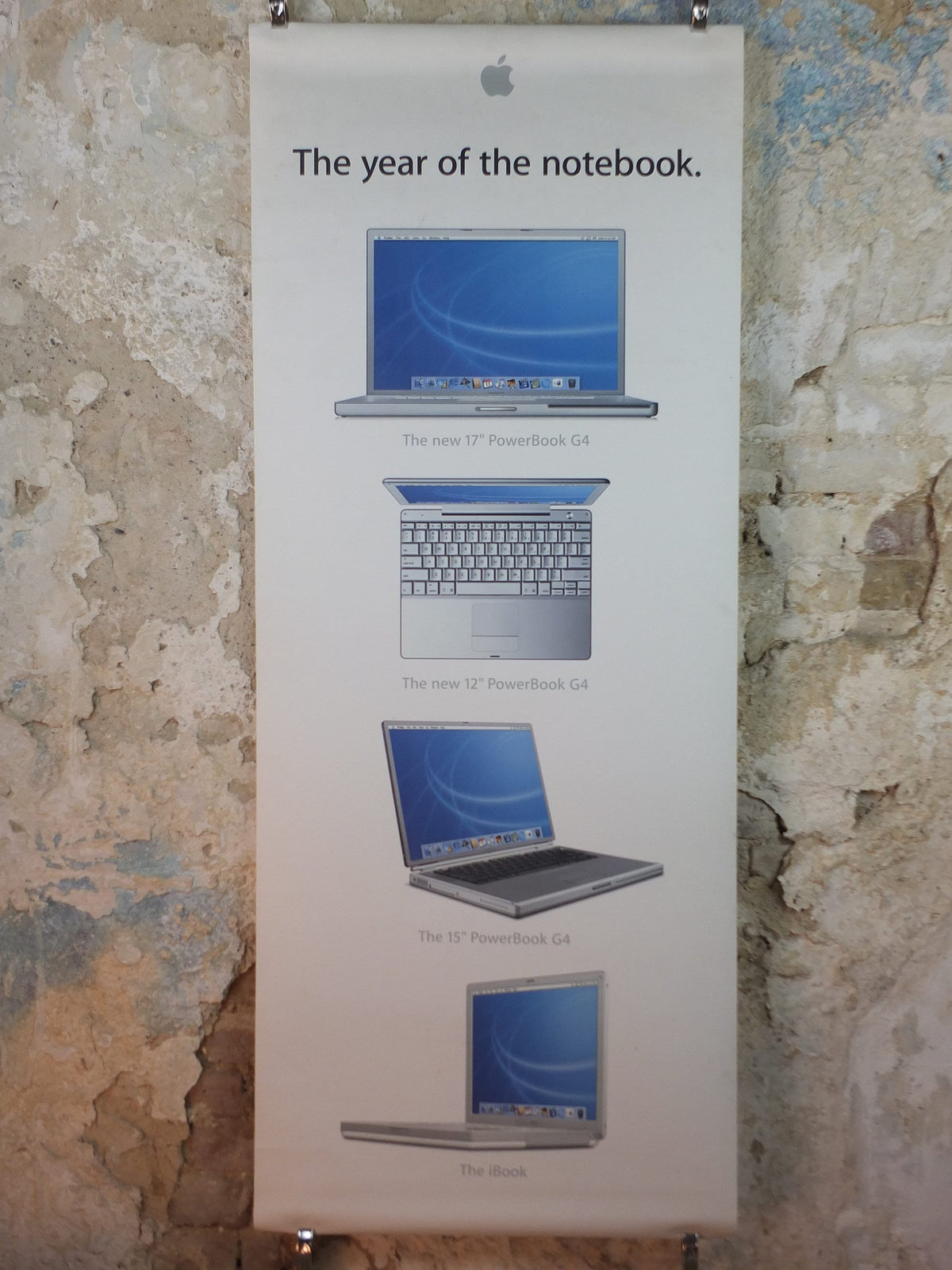 2003 Apple The Year of the Notebook Poster, Think Different, Original from dealership, Powerbook G4 computer technology retro wall art decor