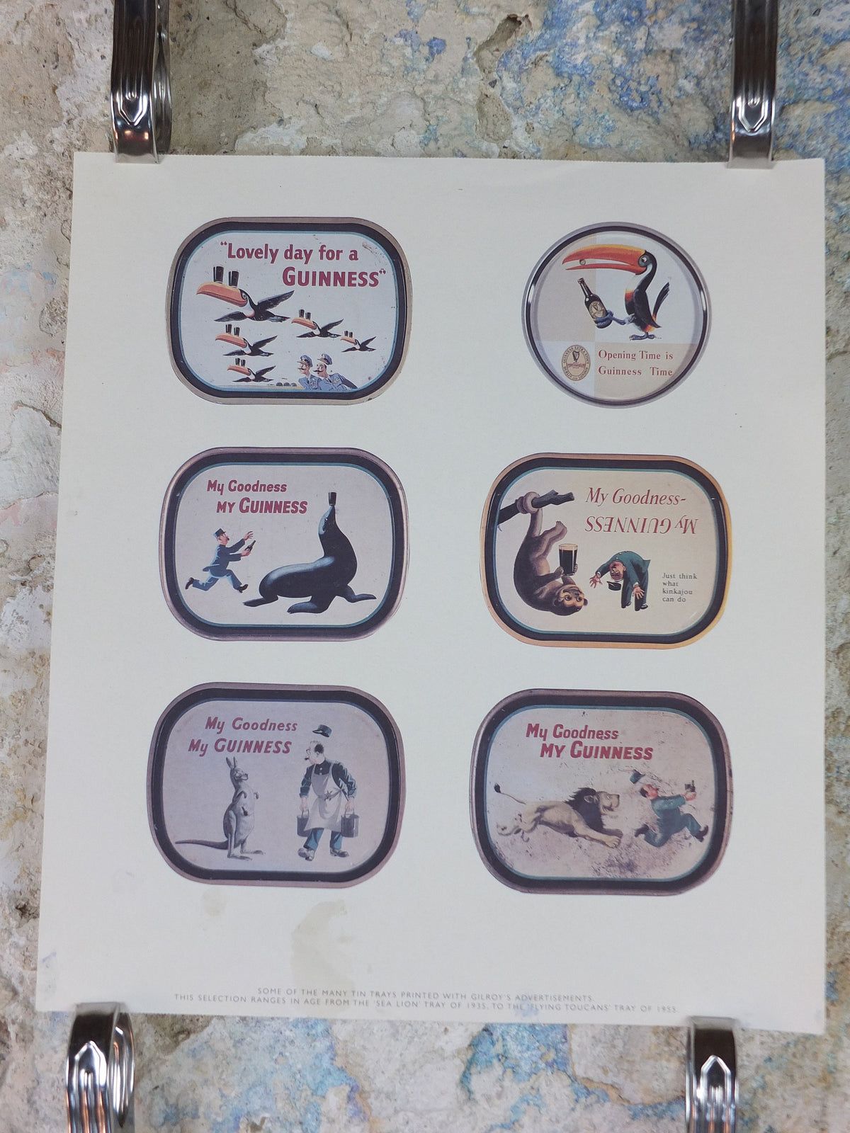 1990s Guinness Toucan Concept Poster, by John Gilroy, Gilroy Tin Trays from 1935-1955, Advertising campaign Wall art retro decor