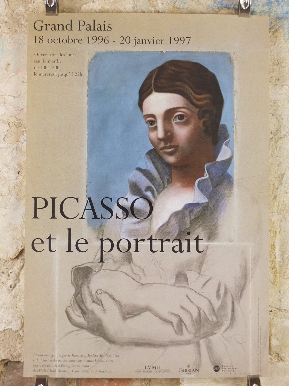 1996 Pablo Picasso Poster, "Portrait d'Olga" 1921, Grand Palais, Paris, Impression gallery exhibition, wall art decor