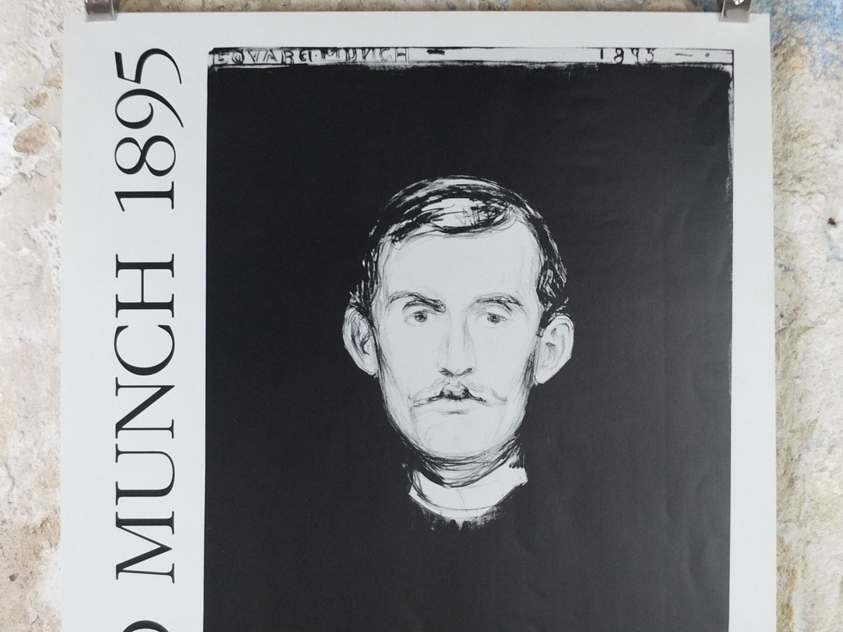 1995 Edvard Munch Poster, Self Portrait with skeleton arm 1895, Munch Museum, Expressionism, Symbolism, gallery exhibition, wall art decor