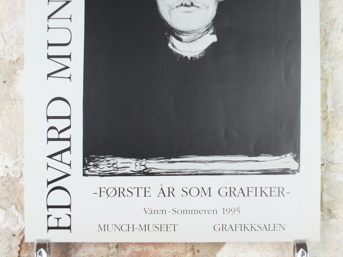 1995 Edvard Munch Poster, Self Portrait with skeleton arm 1895, Munch Museum, Expressionism, Symbolism, gallery exhibition, wall art decor
