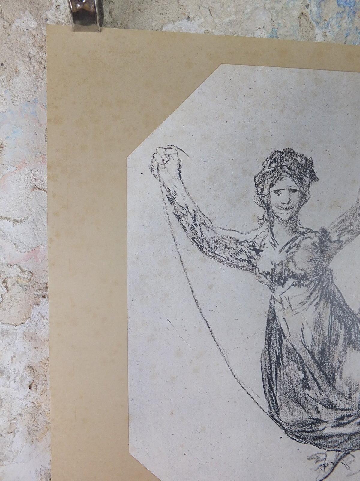 1979 Francisco Goya Poster, "A girl skipping" in black chalk, Romanticist artist gallery exhibition, wall art decor