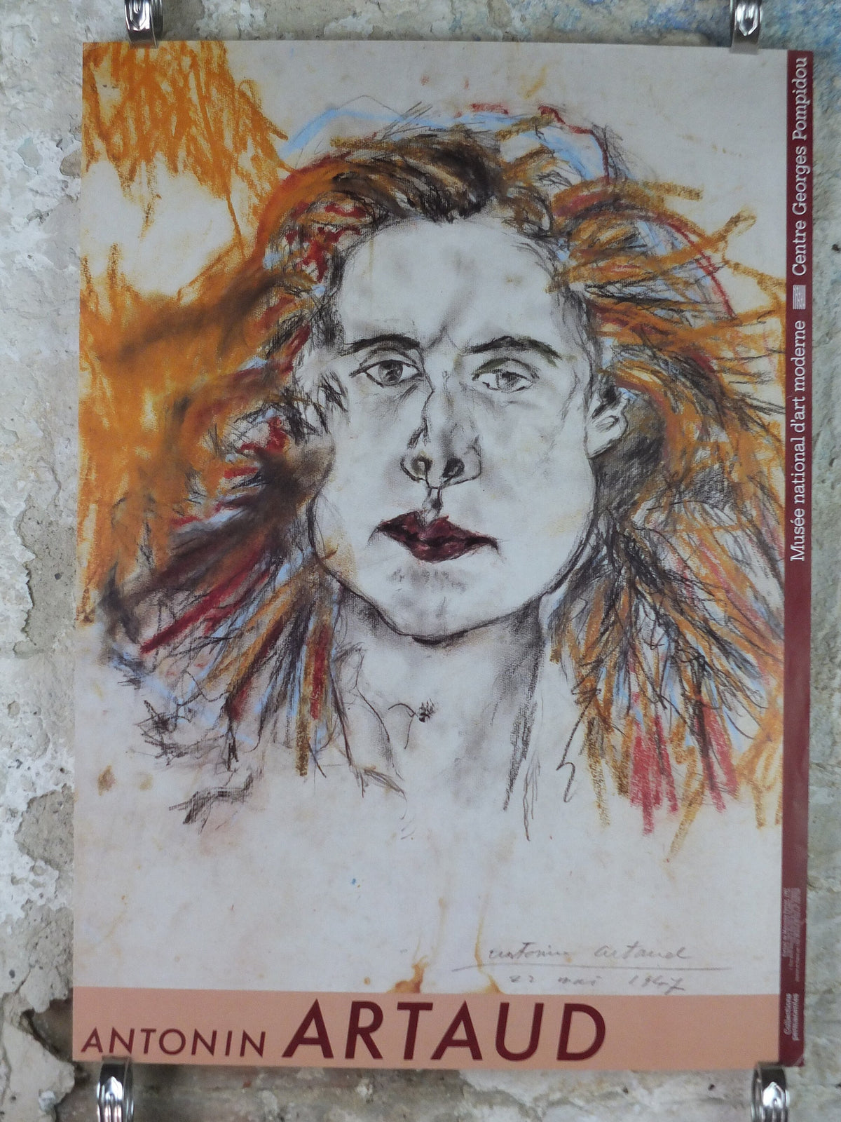 1987 Antonin Artaud Poster, Portrait de Minouche Pastier, Centre Georges Pompidou, avante-garde, abstract, gallery exhibition wall art decor