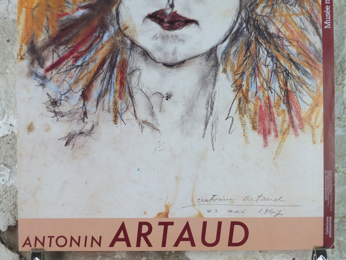 1987 Antonin Artaud Poster, Portrait de Minouche Pastier, Centre Georges Pompidou, avante-garde, abstract, gallery exhibition wall art decor