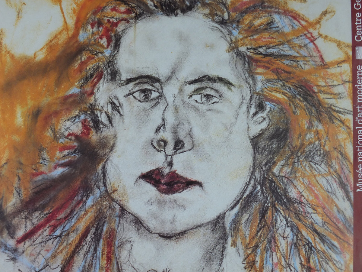 1987 Antonin Artaud Poster, Portrait de Minouche Pastier, Centre Georges Pompidou, avante-garde, abstract, gallery exhibition wall art decor