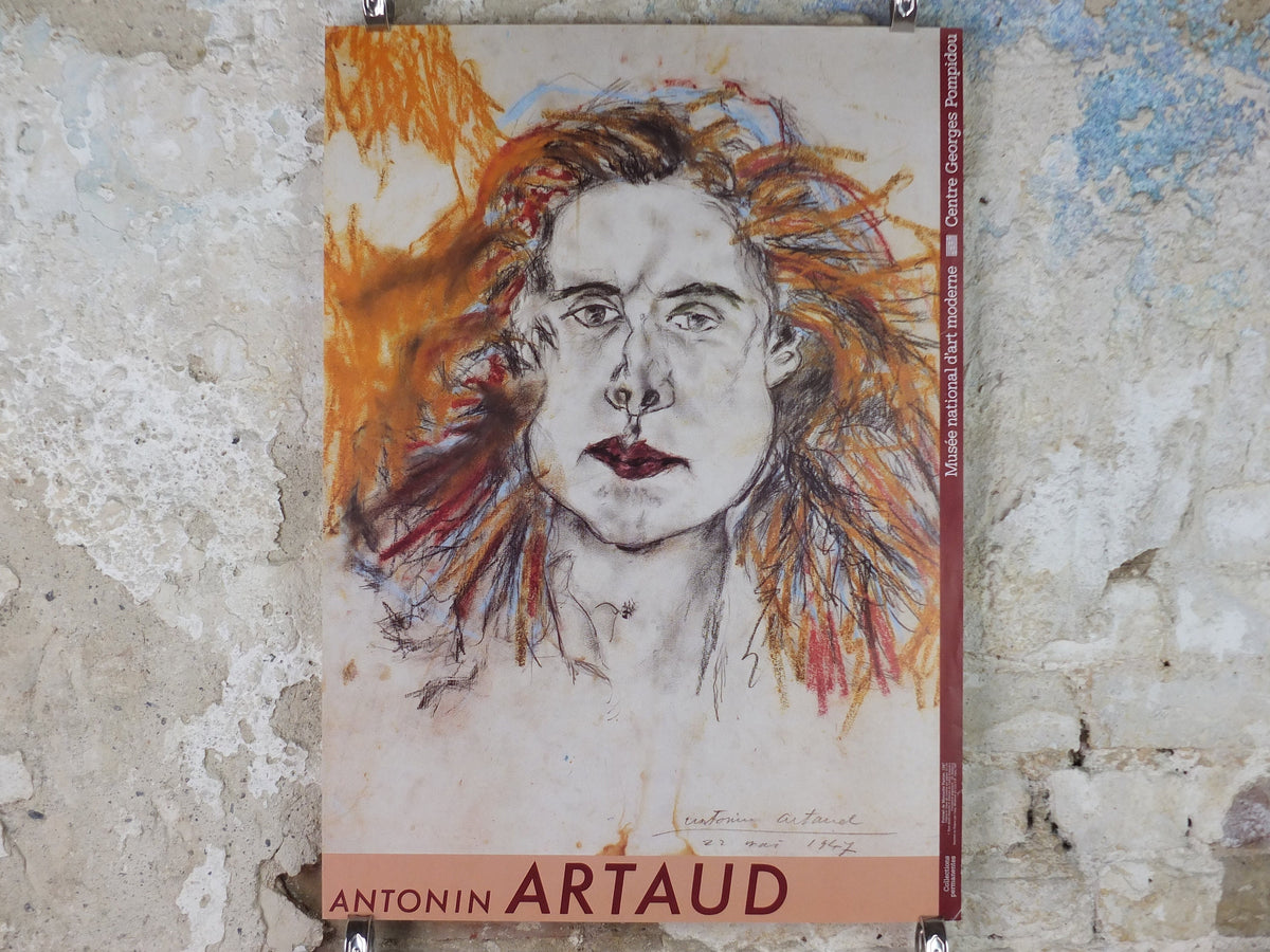 1987 Antonin Artaud Poster, Portrait de Minouche Pastier, Centre Georges Pompidou, avante-garde, abstract, gallery exhibition wall art decor