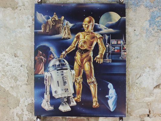 1978 Star Wars Poster, Proctor & Gamble, See Threepio C3PO, Artoo Deetoo R2D2, Princess Leia, advertising Cascade Cheer Dawn, wall art decor