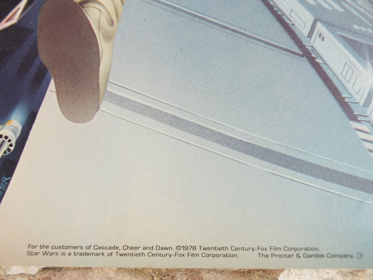1978 Star Wars Poster, Proctor & Gamble, Luke Skywalker, Han Solo, Chewbacca, Princess Leia, advertising Cascade Cheer Dawn, wall art decor