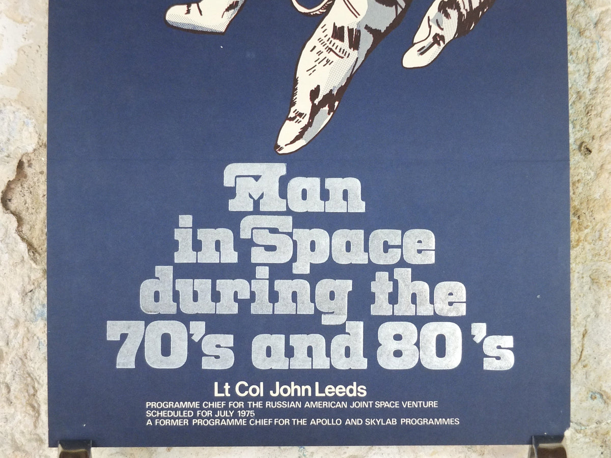 1975 Space Poster, Apollo–Soyuz, Man in Space during 70s & 80s, joint American Russian venture, UEA Norwich, Rocketry, wall art decor