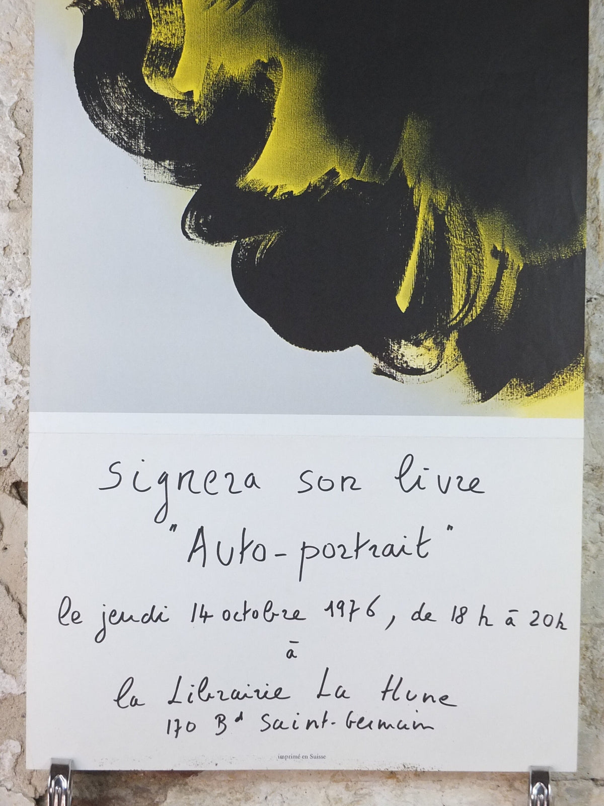 1976 Hans Hartung Poster, book signing poster, hand written invitation, Cubism, artist gallery exhibition, wall art decor