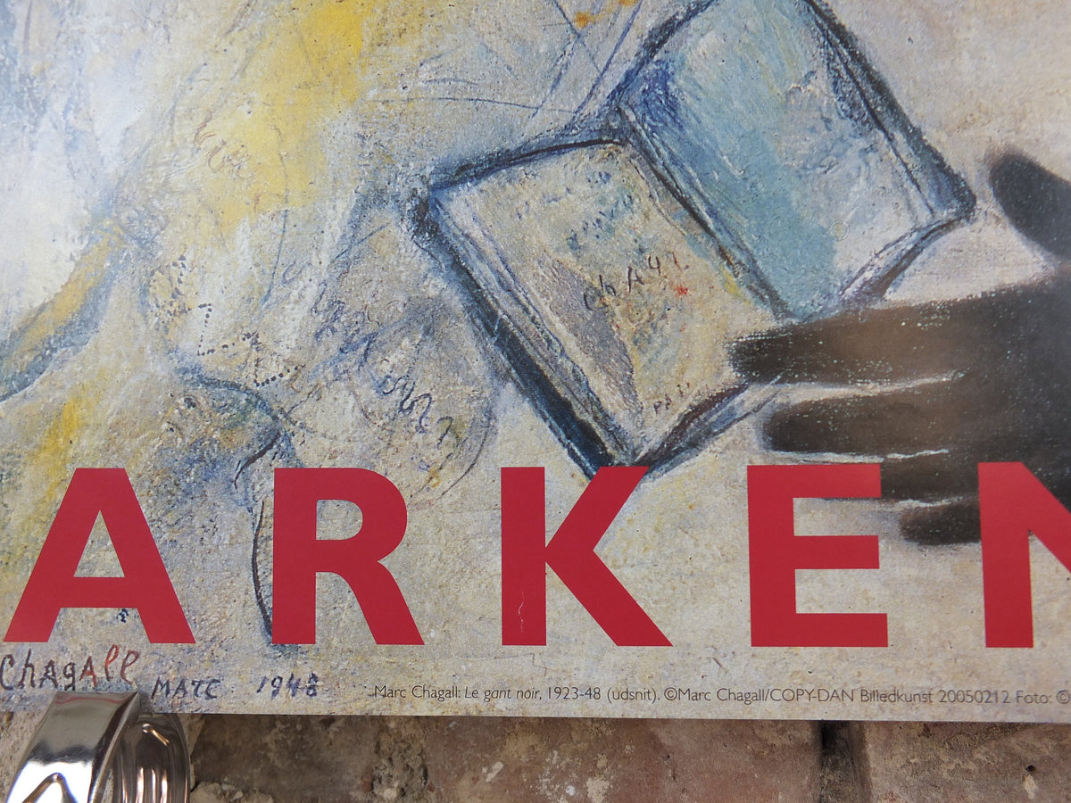 2005 Marc Chagall Poster, Le Gant Noir 1948, The Black Glove, Arken Cophenhagen, Cubism Expressionism, gallery exhibition, wall art decor