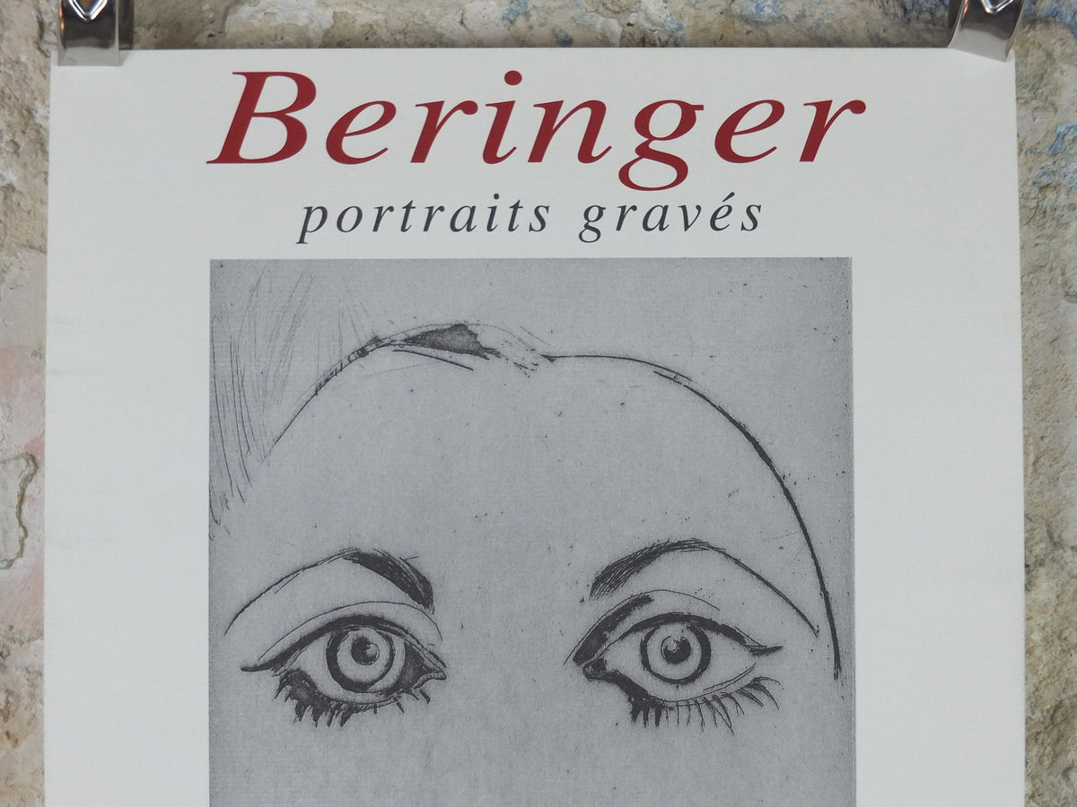 1999 Beringer Poster, Face of a Woman, Galerie Thema, Surrealism, Expressionism, gallery exhibition wall art decor