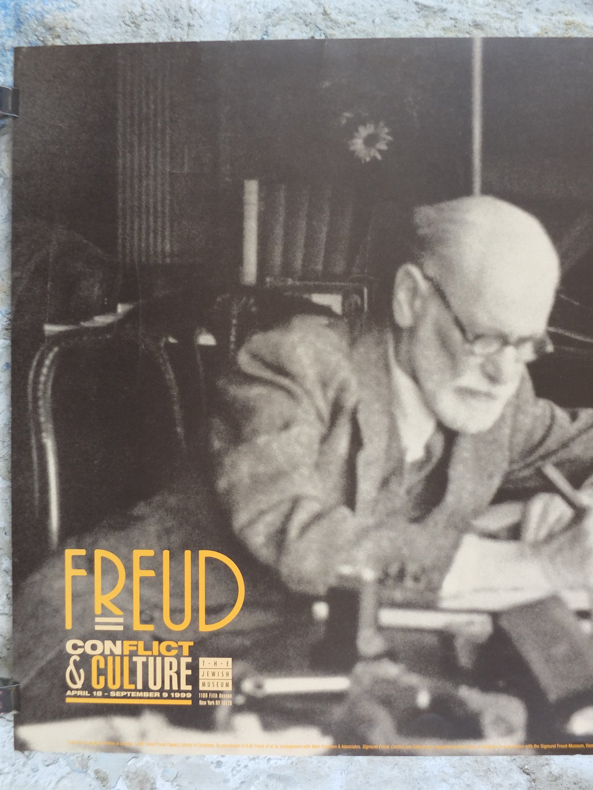 1999 Sigmund Freud Poster, Psychiatrist, Conflict and Culture, The Jewish Museum, New York gallery exhibition, wall art decor