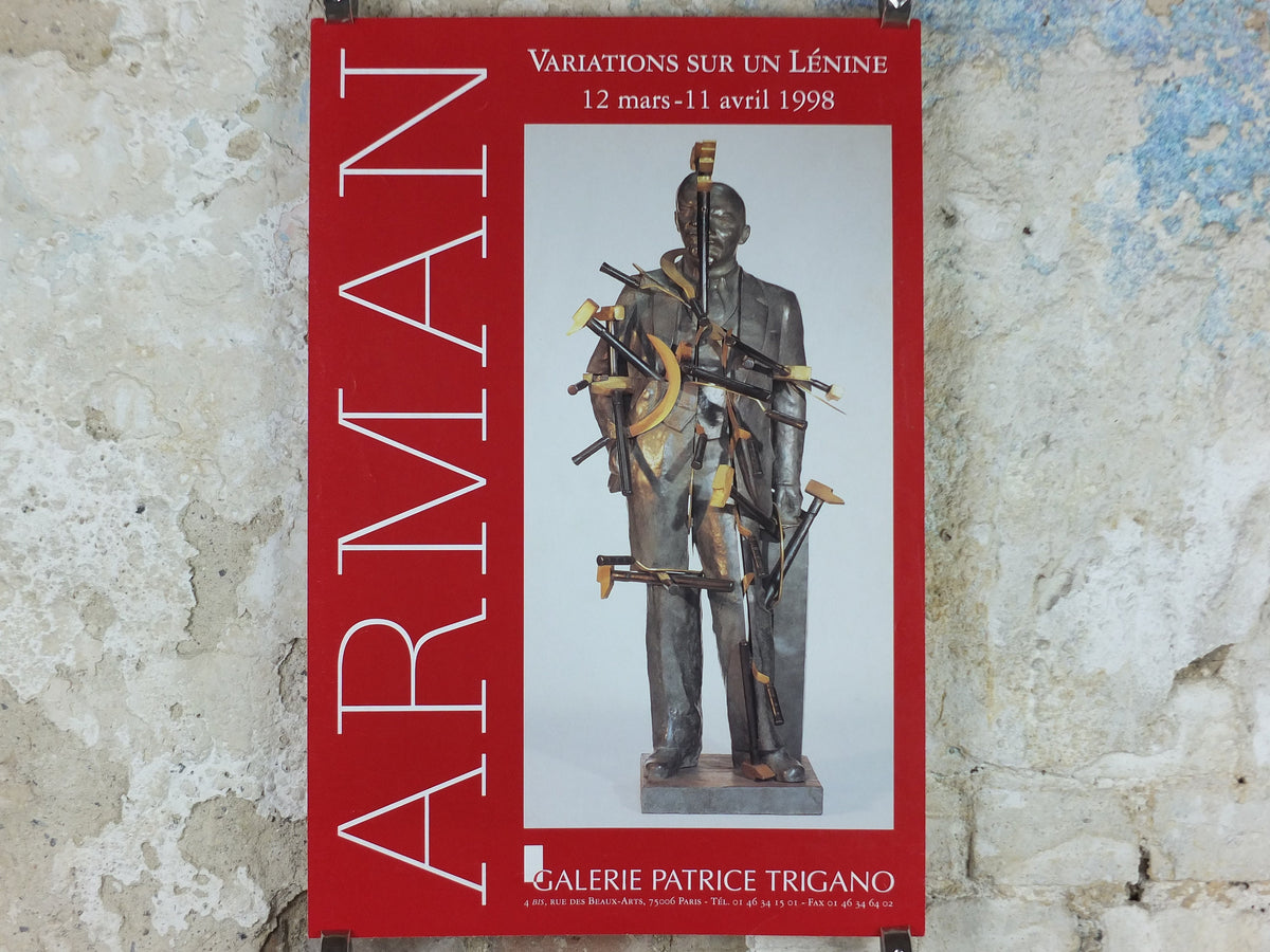 1998 Arman Poster, Variations sur un Lénine, Lenin, Hammer and Sickle, destruction/recomposition, gallery exhibition, wall art decor