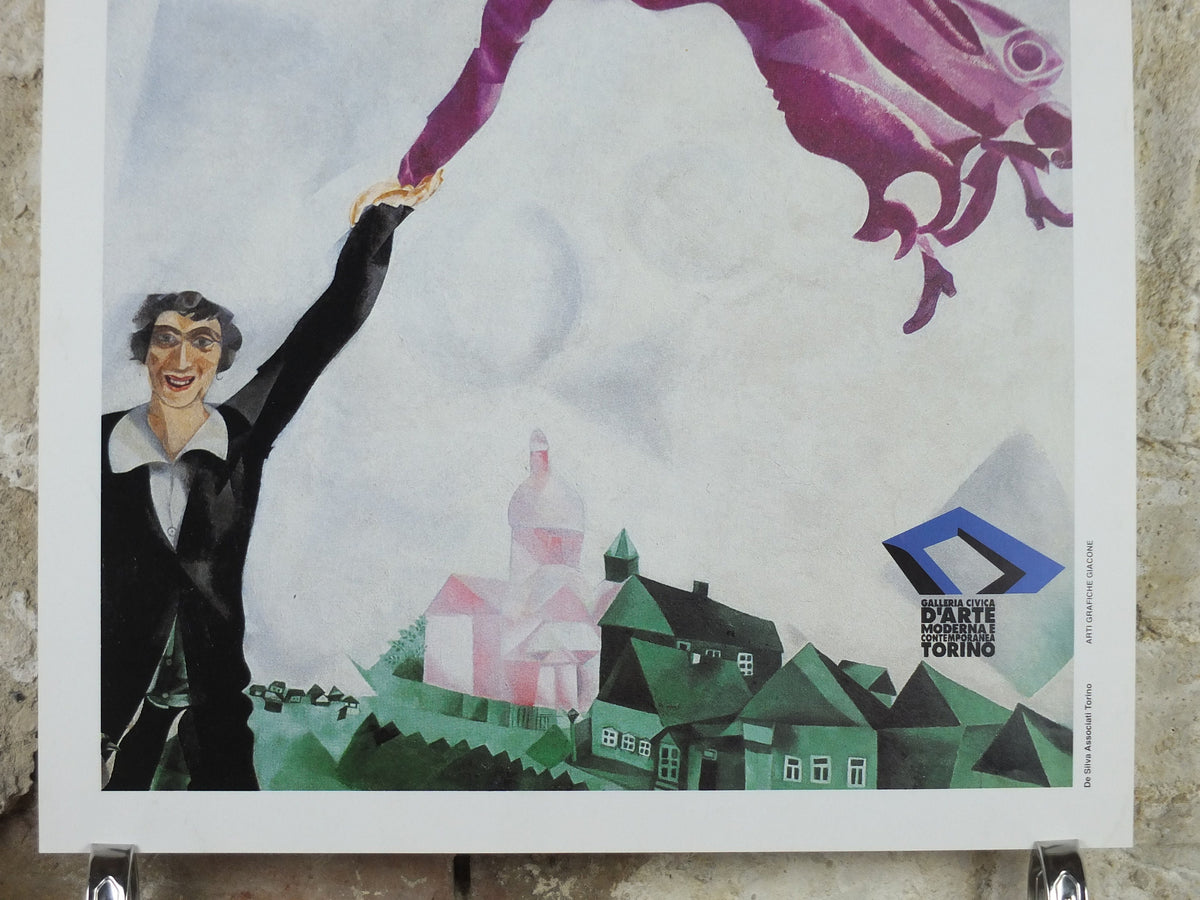 1997 Marc Chagall Poster, The Promenade 1918, Museum of Modern Art Torino, Cubism and Expressionism, gallery exhibition, wall art decor