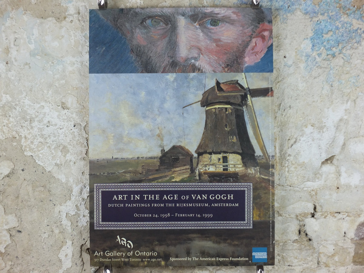 1998 Vincent Van Gogh Poster, "A windmill on the Poldar waterway" 1888 Post-Impressionism gallery exhibition, wall art decor