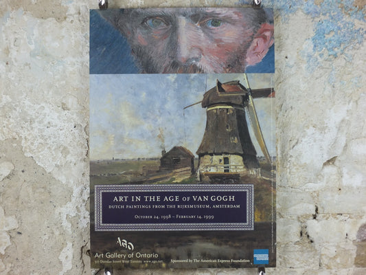 1998 Vincent Van Gogh Poster, "A windmill on the Poldar waterway" 1888 Post-Impressionism gallery exhibition, wall art decor