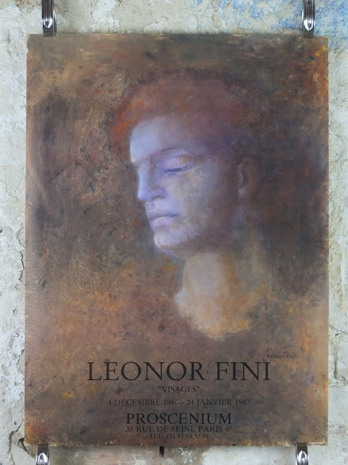 1986 Leonor Fini Poster, Visages, portrait, Galerie Proscenium, Paris, Surrealist, gallery exhibition, wall art decor