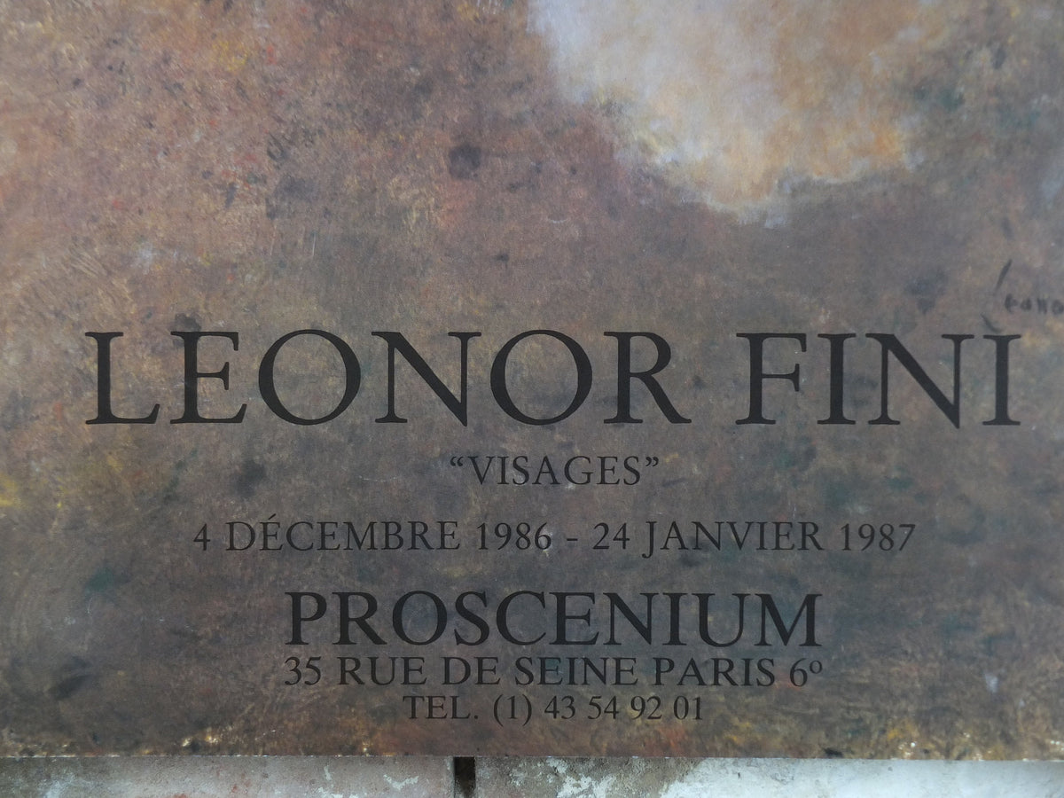 1986 Leonor Fini Poster, Visages, portrait, Galerie Proscenium, Paris, Surrealist, gallery exhibition, wall art decor