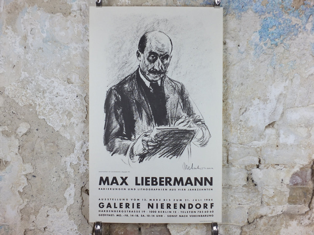 1984 Max Liebermann Poster, Self Portrait with Drawing Pad 1912, Berlin Secession expressionist, artist gallery exhibition, wall art decor