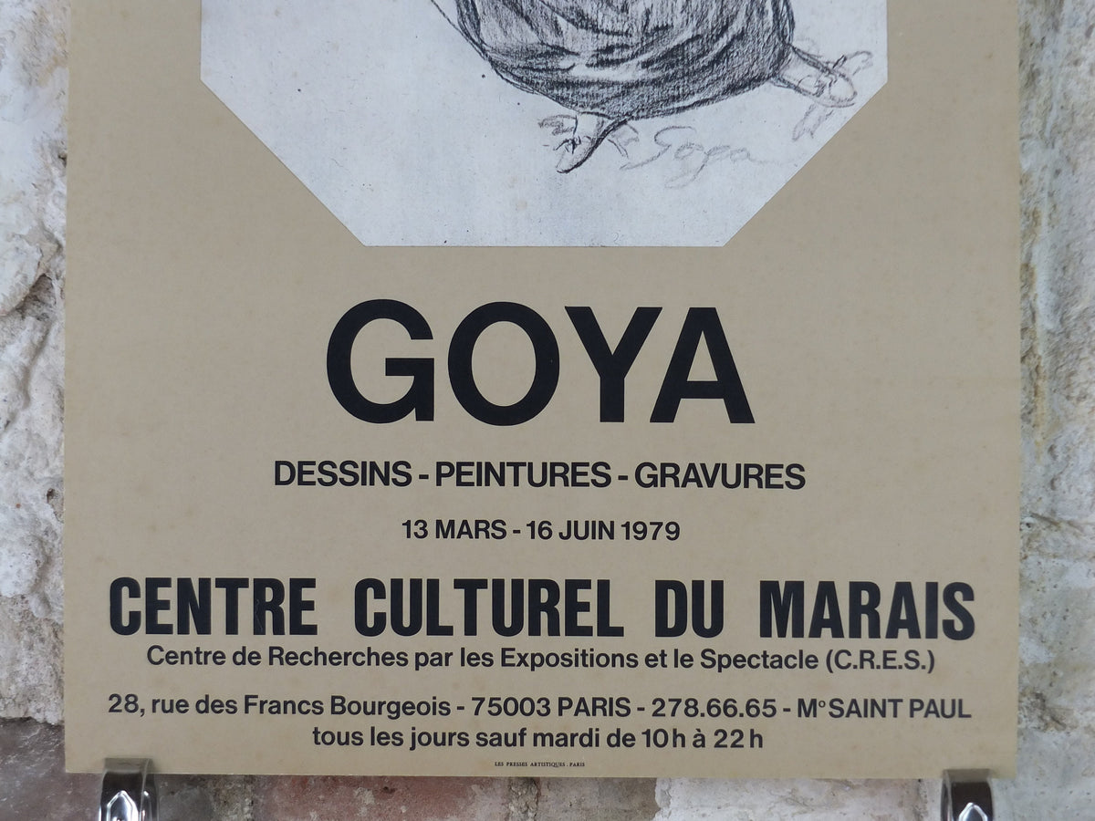 1979 Francisco Goya Poster, "A girl skipping" in black chalk, Romanticist artist gallery exhibition, wall art decor