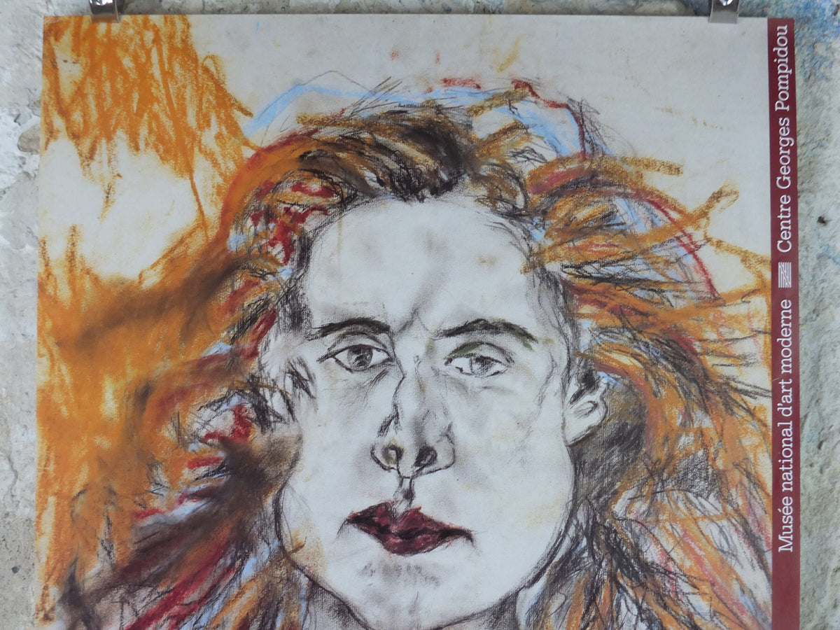 1987 Antonin Artaud Poster, Portrait de Minouche Pastier, Centre Georges Pompidou, avante-garde, abstract, gallery exhibition wall art decor