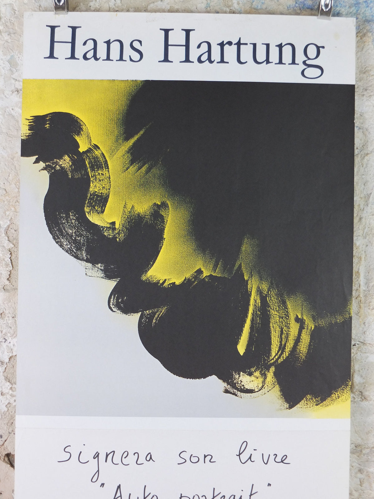 1976 Hans Hartung Poster, book signing poster, hand written invitation, Cubism, artist gallery exhibition, wall art decor