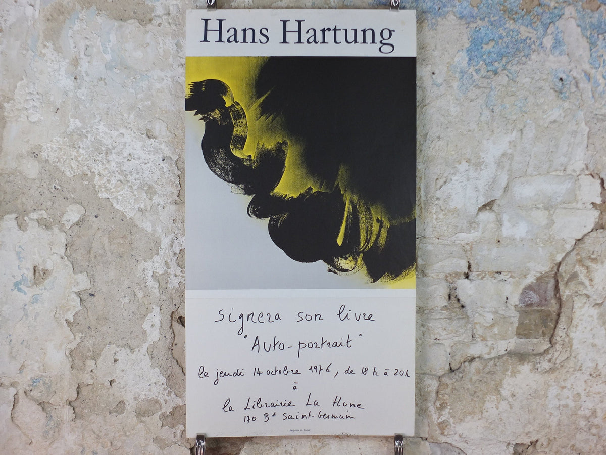 1976 Hans Hartung Poster, book signing poster, hand written invitation, Cubism, artist gallery exhibition, wall art decor