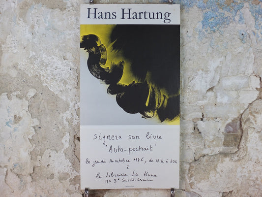 1976 Hans Hartung Poster, book signing poster, hand written invitation, Cubism, artist gallery exhibition, wall art decor