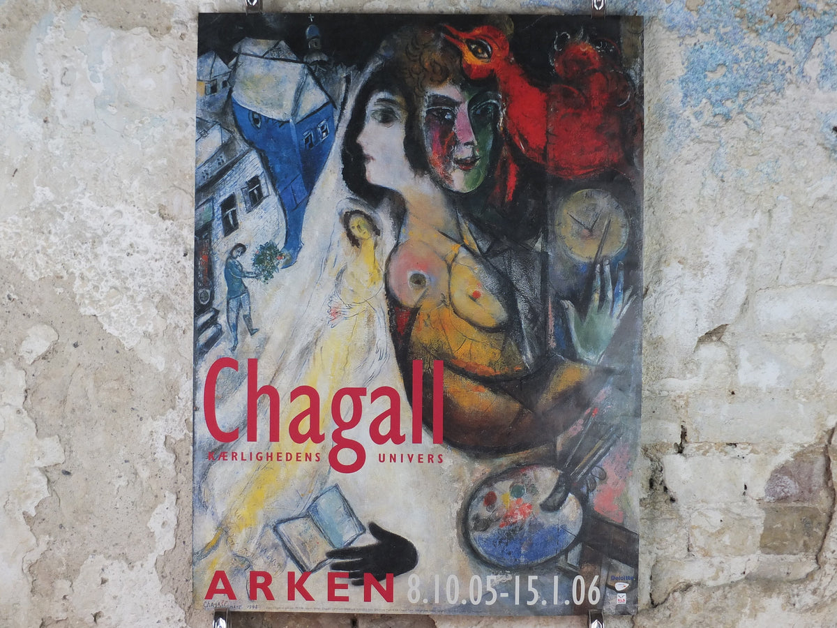 2005 Marc Chagall Poster, Le Gant Noir 1948, The Black Glove, Arken Cophenhagen, Cubism Expressionism, gallery exhibition, wall art decor