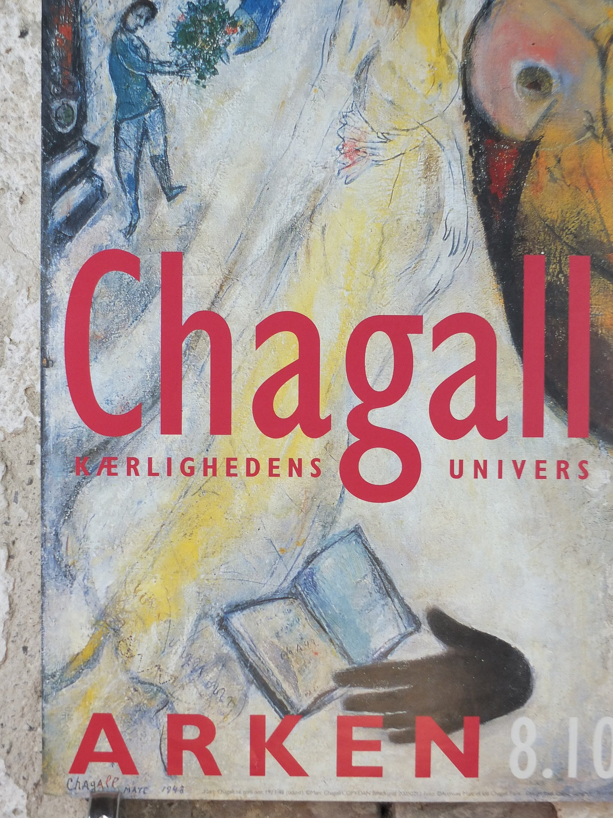 2005 Marc Chagall Poster, Le Gant Noir 1948, The Black Glove, Arken Cophenhagen, Cubism Expressionism, gallery exhibition, wall art decor