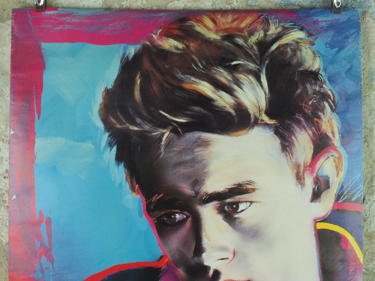 1980s James Dean Poster, psychedelic colours, made in Milan, Italy, wall art decor