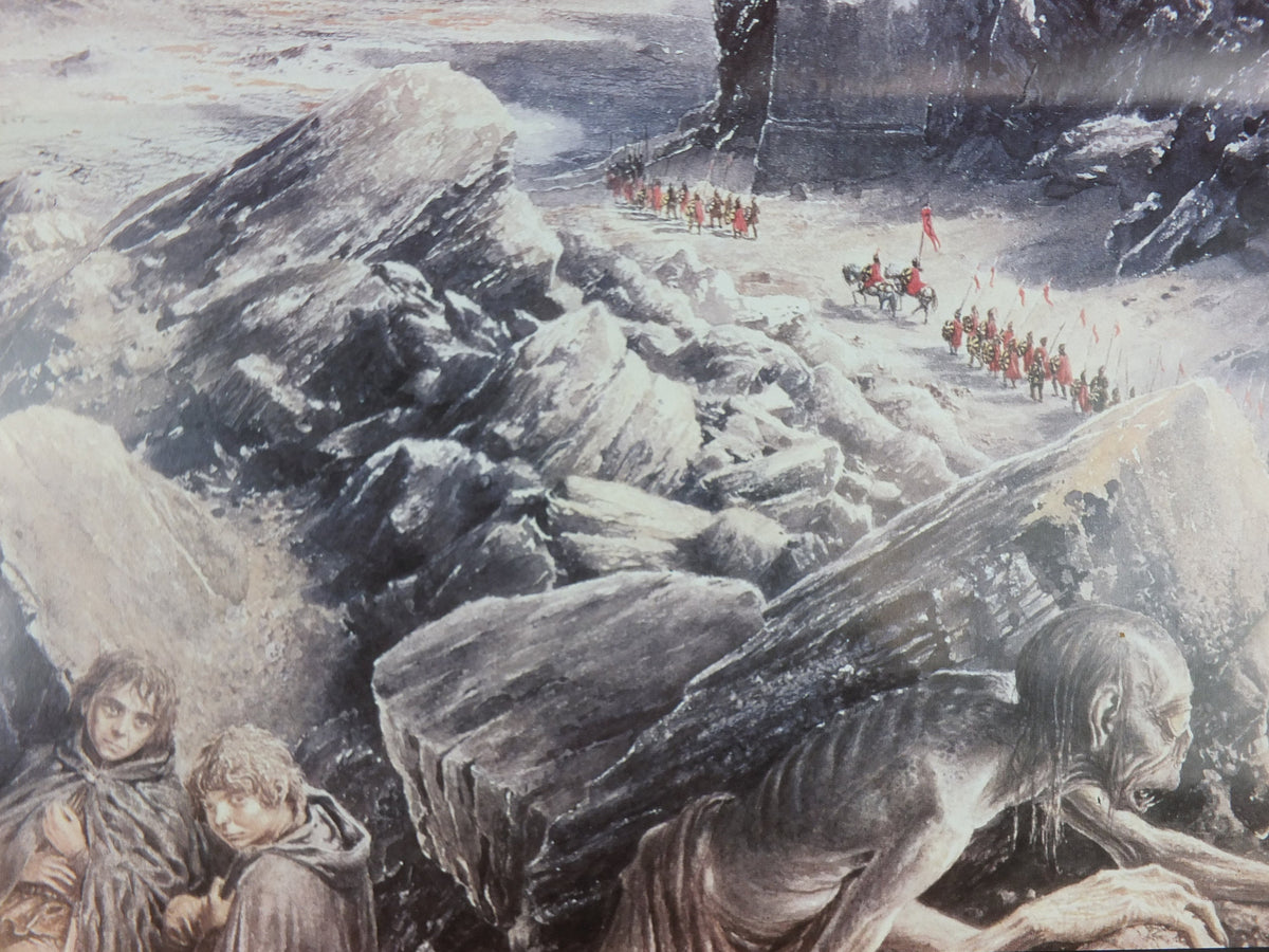 1992 Vintage Tolkien Centenary Lord of the Rings Poster, The Black Gate, Alan Lee, Harper Collins, illustration print wall art decor