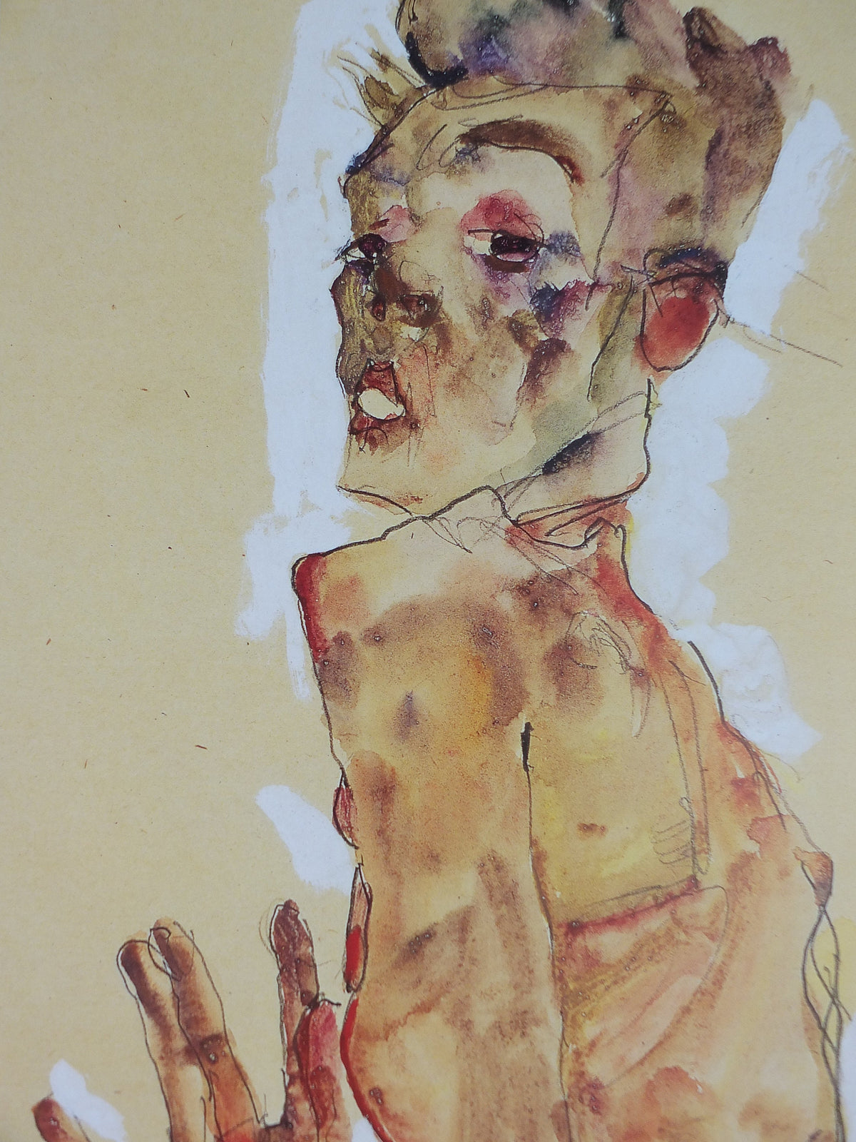 2001 Egon Schiele and Oskar Kokoschka Poster, self portraits 1919 1911, one hand to face, Expressionism gallery exhibition, wall art decor