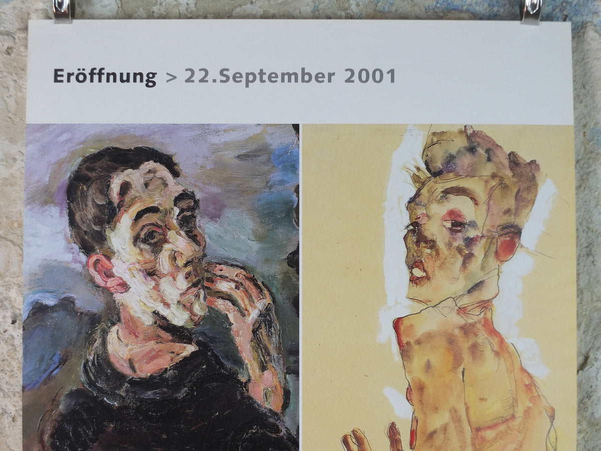 2001 Egon Schiele and Oskar Kokoschka Poster, self portraits 1919 1911, one hand to face, Expressionism gallery exhibition, wall art decor