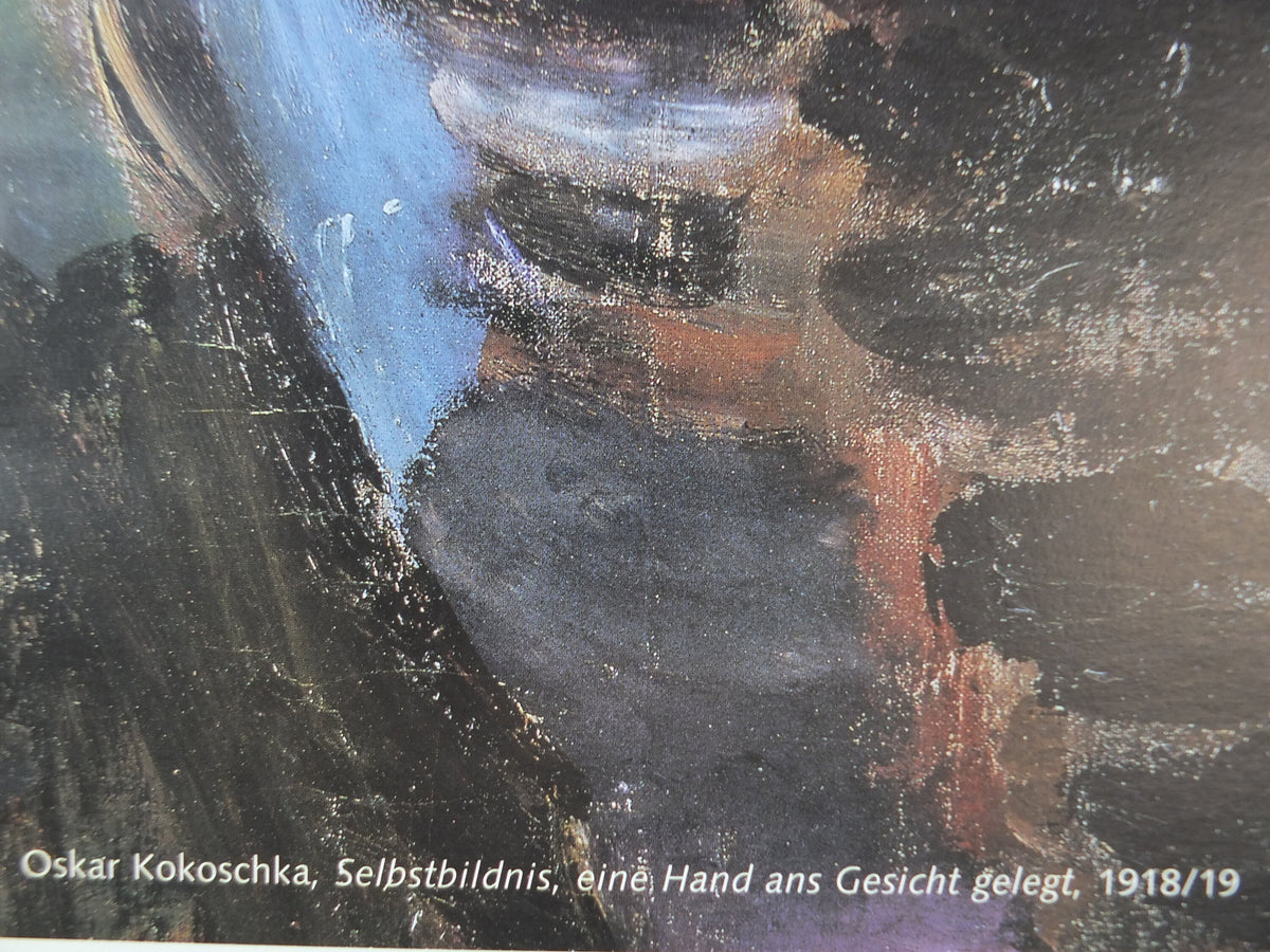 2001 Egon Schiele and Oskar Kokoschka Poster, self portraits 1919 1911, one hand to face, Expressionism gallery exhibition, wall art decor