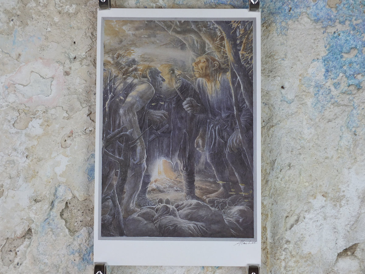 Signed Tolkien The Stone Trolls Poster, signed by Alan Lee, Lord of the Rings, Fellowship of Ring, illustration print wall art decor 1992 Centenary Edition