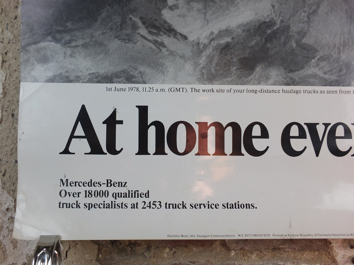 1978 Mercedes Benz Poster, Trucking and Haulage, METEOSAT satellite image of Europe, Daimler-Benz, Advertising wall art decor