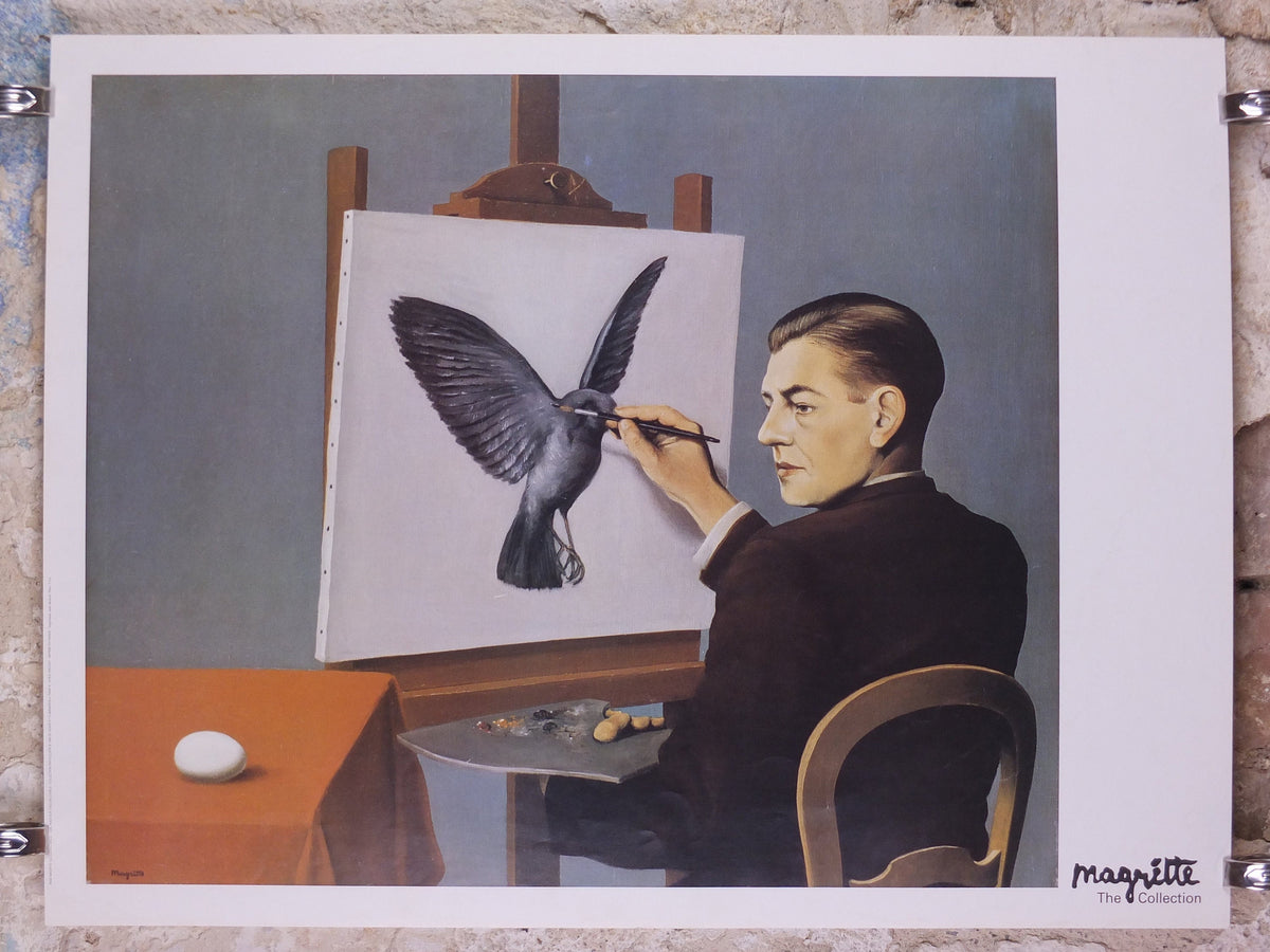 1990s Rene Magritte Poster, La Clairvoyance (Clairvoyance) Magritte The Collection, Louisiana, surrealism, gallery exhibition wall art decor