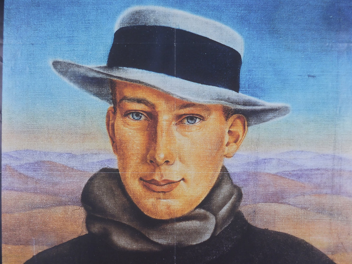 2002 Friedrich Wilhelm Bogler Poster, self portrait in a crumpled landscape, Bauhaus and New Objectivity gallery exhibition, wall art decor