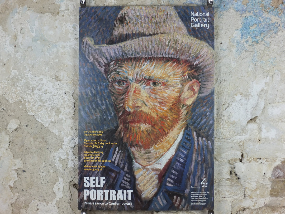 2005 Vincent Van Gogh Poster, "Self portrait in Felt Hat", National Portrait Gallery, Post-Impressionism gallery exhibition, wall art decor