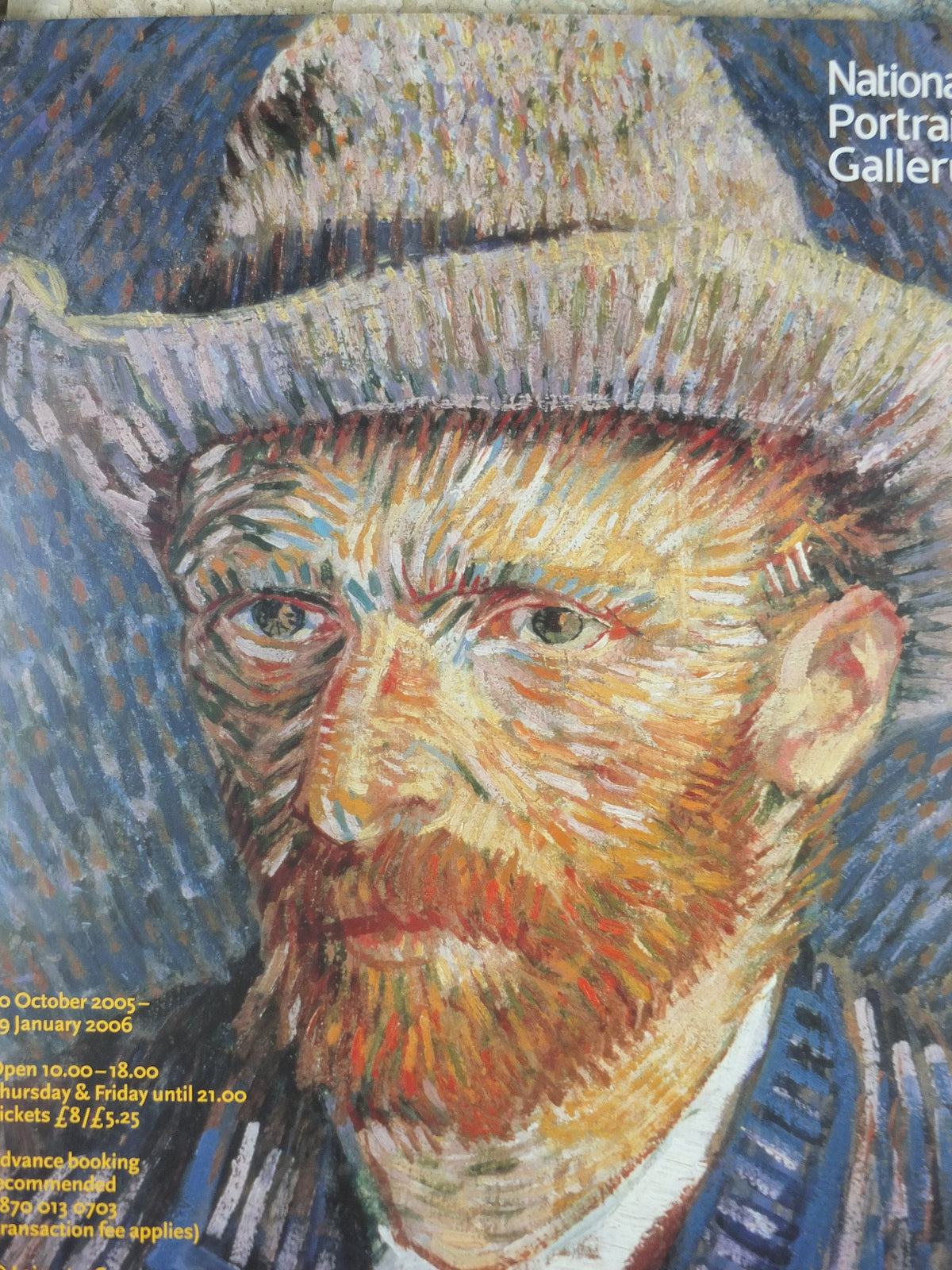 2005 Vincent Van Gogh Poster, "Self portrait in Felt Hat", National Portrait Gallery, Post-Impressionism gallery exhibition, wall art decor