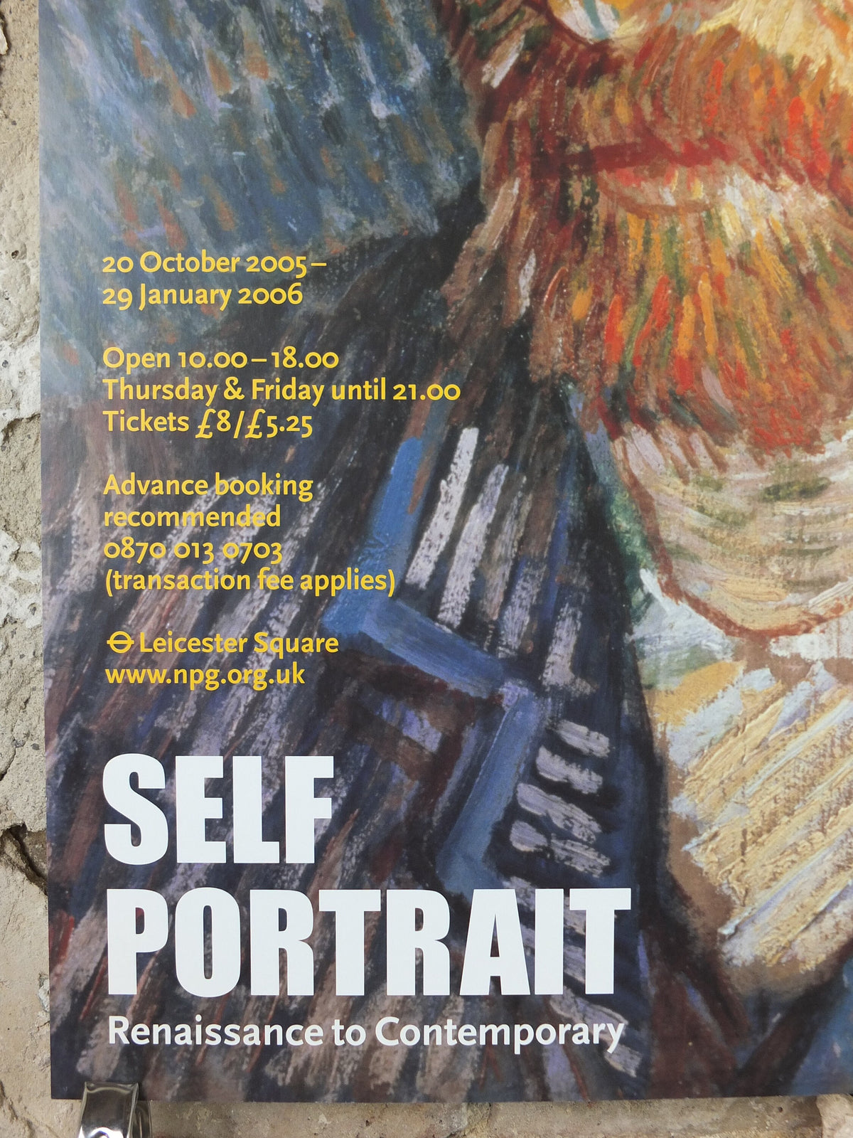 2005 Vincent Van Gogh Poster, "Self portrait in Felt Hat", National Portrait Gallery, Post-Impressionism gallery exhibition, wall art decor