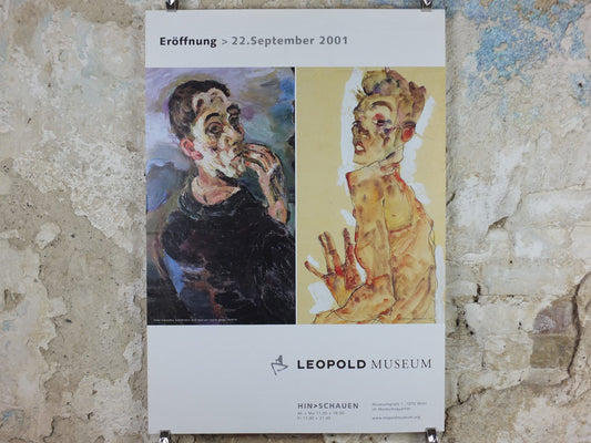 2001 Egon Schiele and Oskar Kokoschka Poster, self portraits 1919 1911, one hand to face, Expressionism gallery exhibition, wall art decor