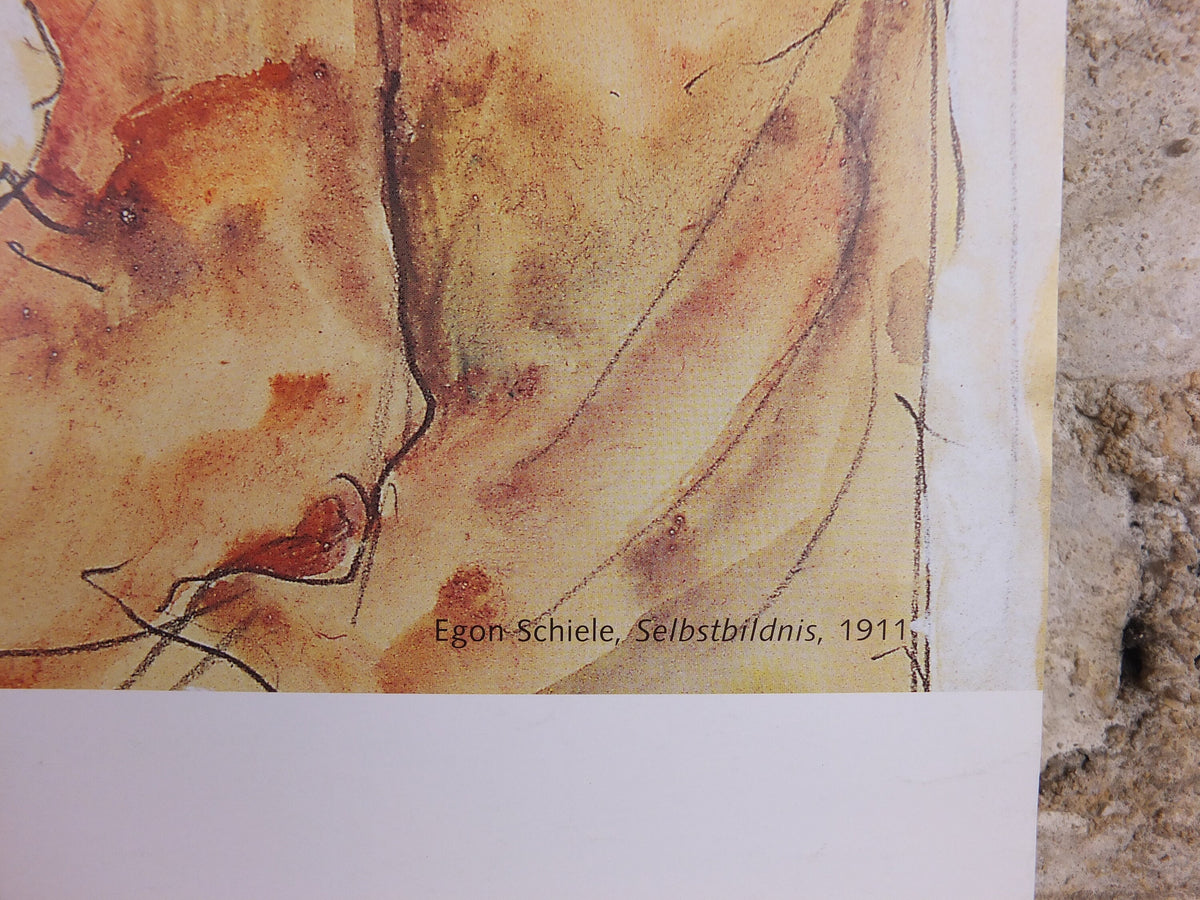 2001 Egon Schiele and Oskar Kokoschka Poster, self portraits 1919 1911, one hand to face, Expressionism gallery exhibition, wall art decor