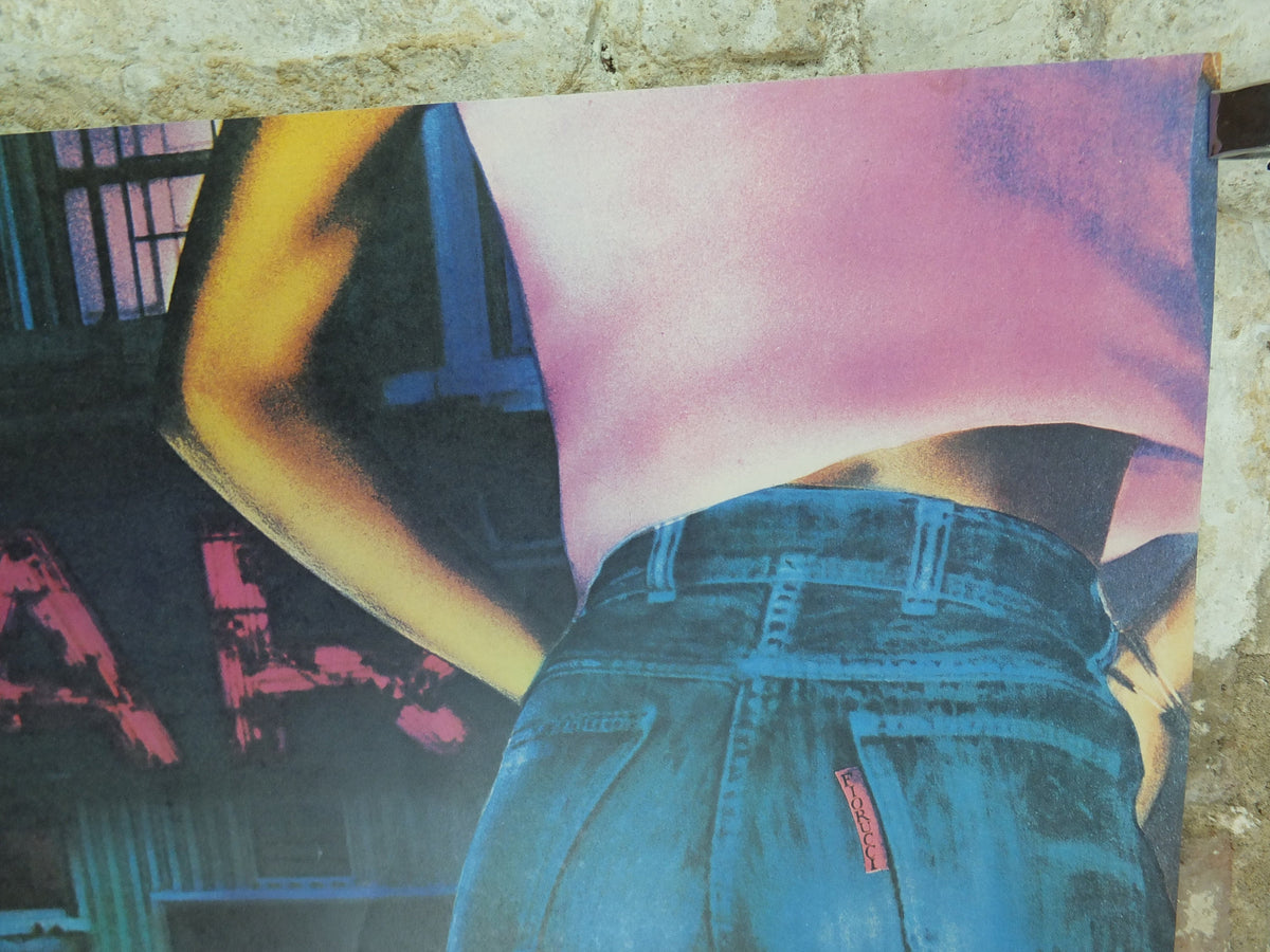 1980s Fiorucci rare Poster, Love me Tender, by E. Van Hees, cut off jeans, Italian fashion label, attitude advertising retro wall art decor