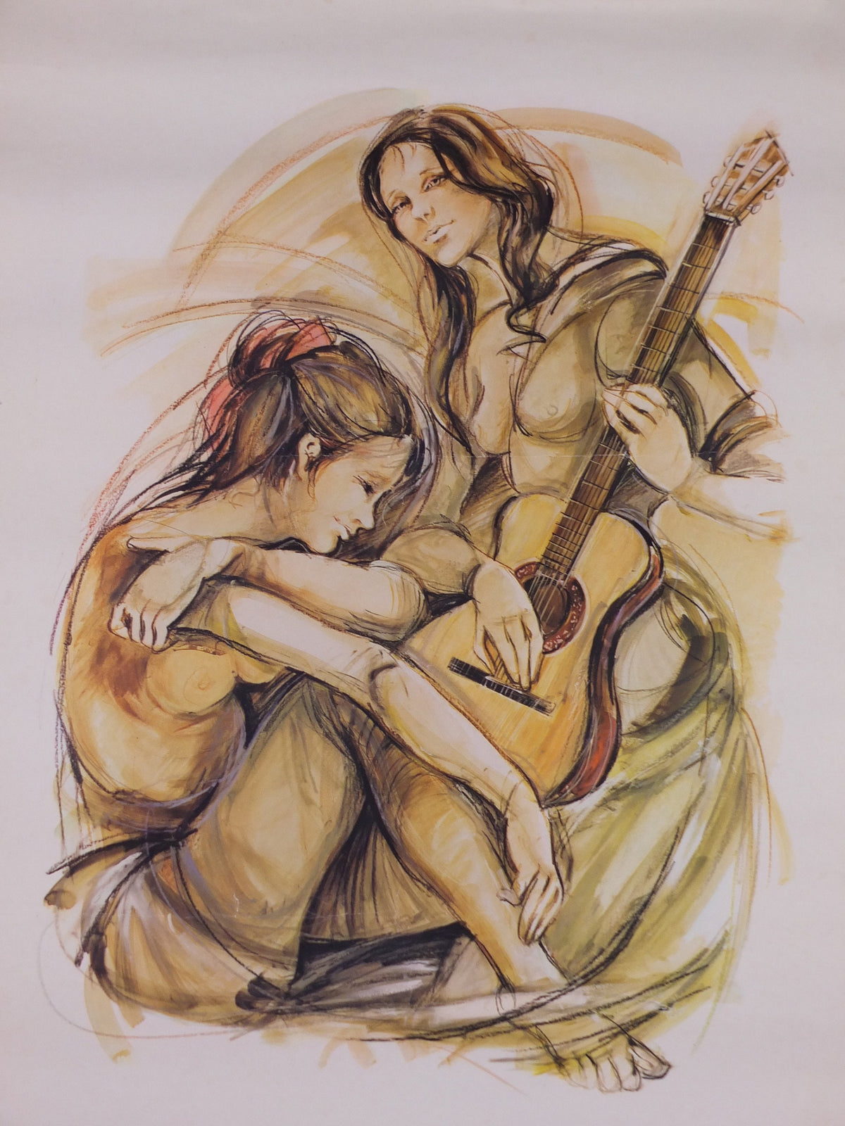 1970s Guitar and Vocalist Musicians Poster, by A Bergmann, French, Prelude singing, music wall art decor
