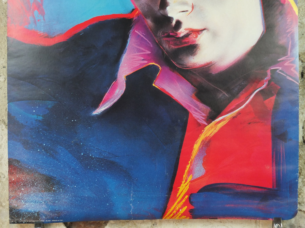 1980s James Dean Poster, psychedelic colours, made in Milan, Italy, wall art decor